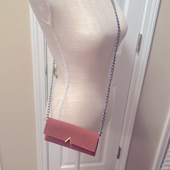 Gunmetal Bag Chain with Red Felt Wallet Insert - Picture 2 of 4